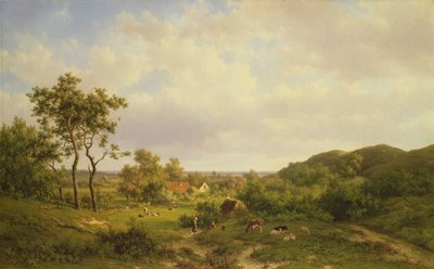 Paisaje holandés con vacas y figuras de Willem Vester